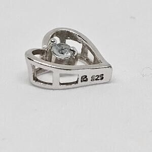 Petite Heart Pendant Light Blue Gemstone Marked 925